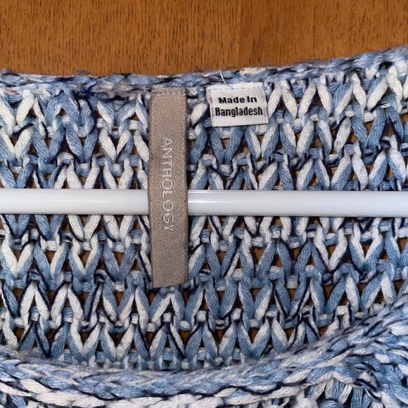 Anthology Womens Blue & White Knit Sweater Size 18/18W (US) Cotton Blend - Picture 3 of 6